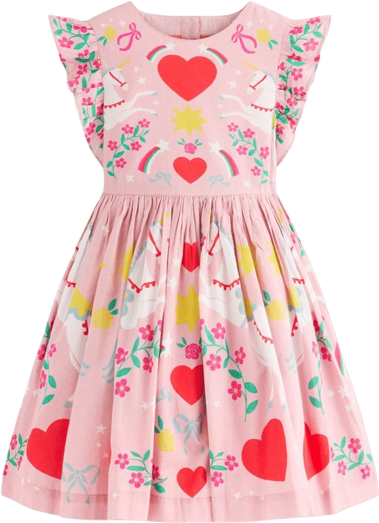Heart Back Dress-Bubblegum Pink Unicorn