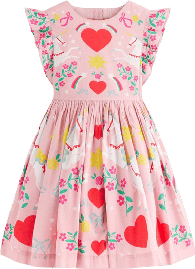 Heart Back Dress-Bubblegum Pink Unicorn