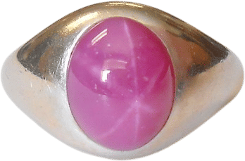 Vintage Pink Star Sapphire 14K White Gold Ring