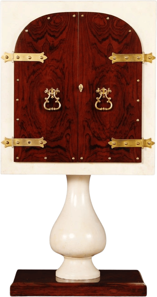 1950s Aldo Tura Goatskin, Rosewood and Brass Bar Cabinet