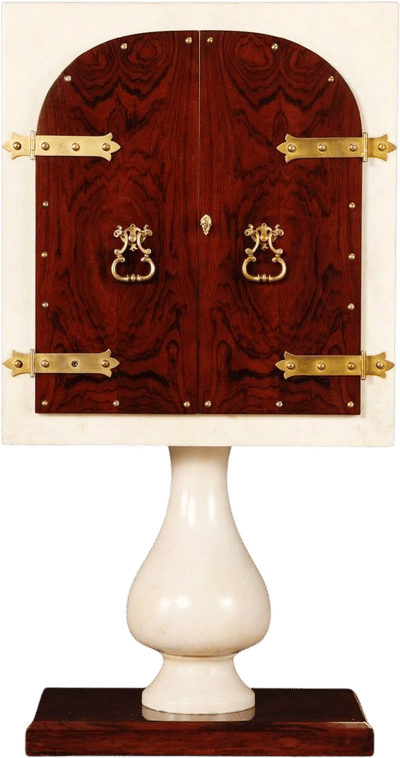 1950s Aldo Tura Goatskin, Rosewood and Brass Bar Cabinet