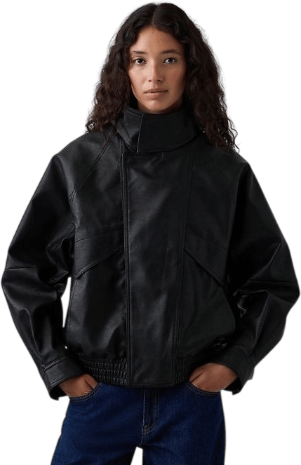 Vegan Leather Oversized Bomber Jacket