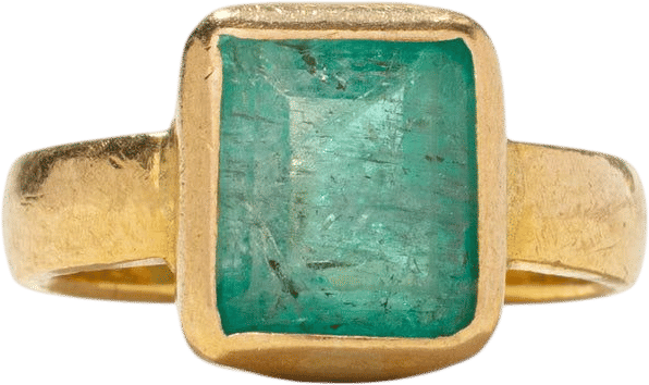 22k Bezel Set Emerald Cut Emerald Ring