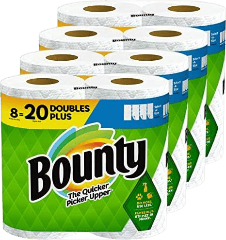 Bounty Select-A-Size Paper Towels, White, 8 Double Plus Rolls = 20 Regular Rolls