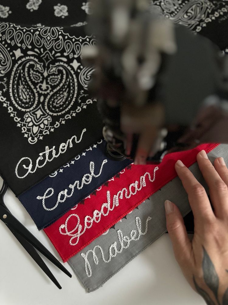 Personalized Chain Stitch Embroidered Bandana