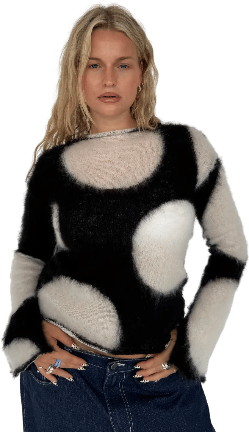 Giant Polka Dot Intarsia Cardigan