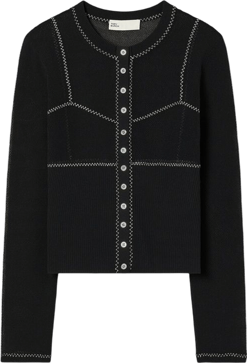 Cotton And Nylon Mesh Cardigan: Women's Designer Sweaters | Tory Burch