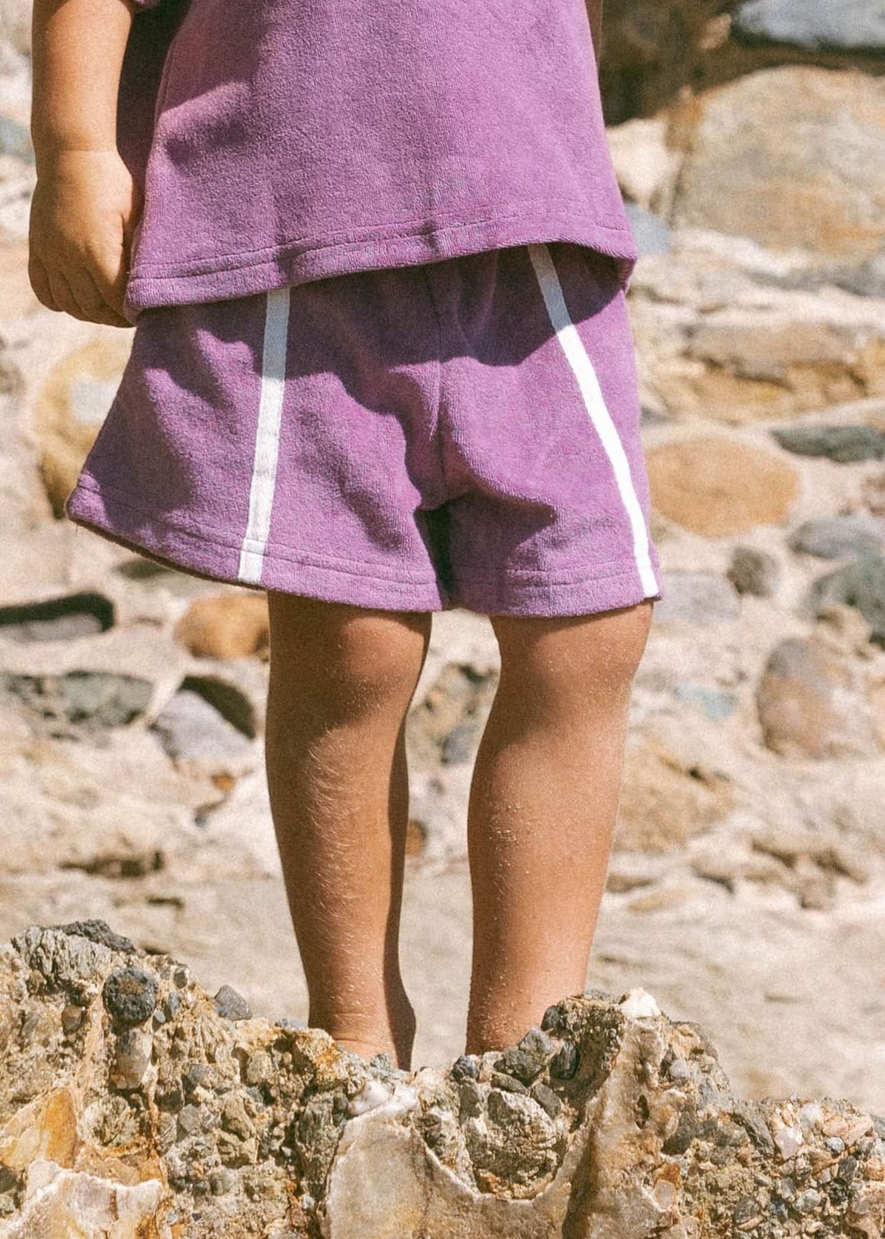Fostered Collection Single Stripe Terry Shorts - Mulberry