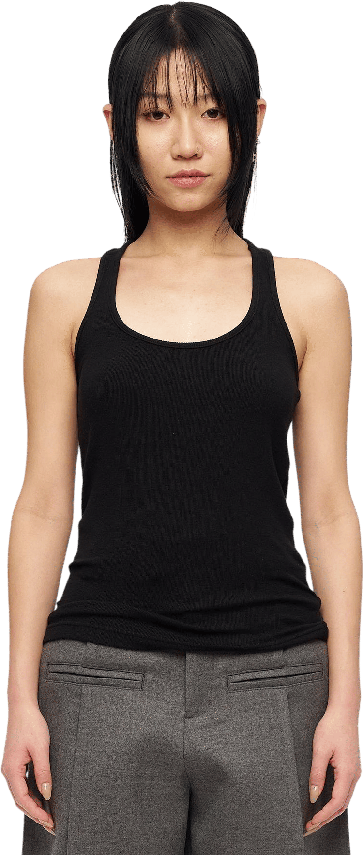 Black Loose Ribbed Cover Up Vest