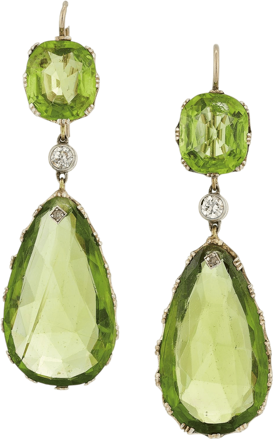 Late 19th Century Peridot and Diamond Earrings