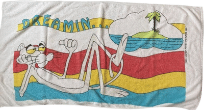 Vintage 1980s Pink Panther Beach Towel