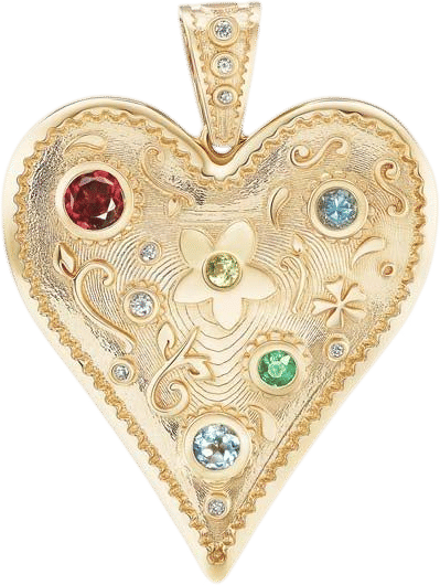 Large Southwestern Gemstone Heart Charm