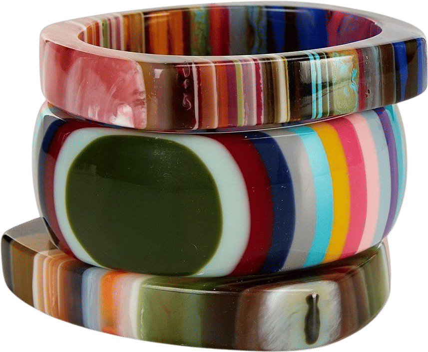 Natasha Accessories Resin Stripe Bangle Bracelet Set