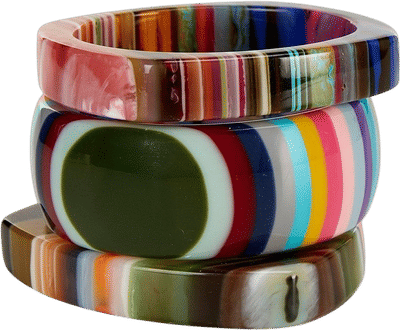 Resin Stripe Bangle Bracelet Set