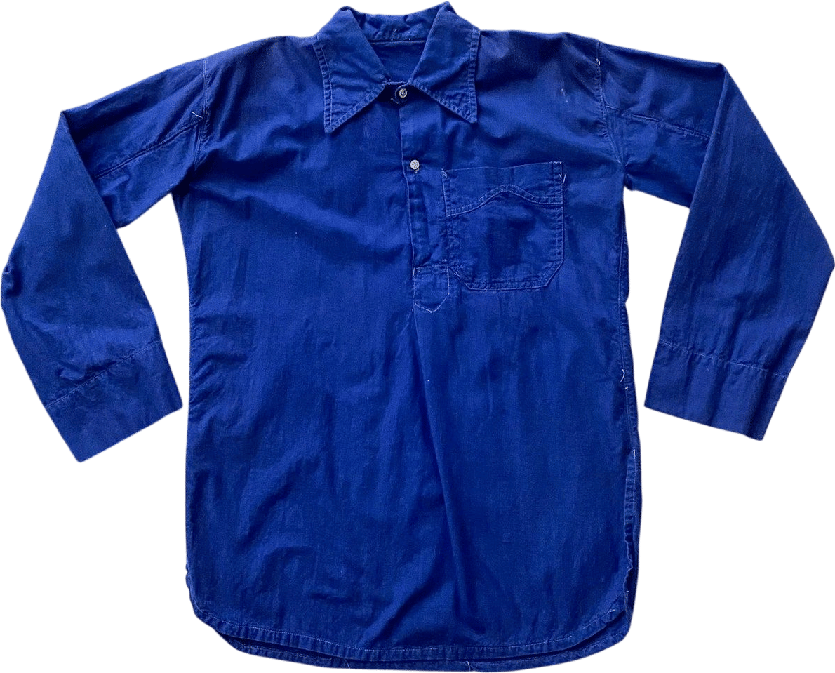 Vintage 1930s French Blue Cotton Work Shirt