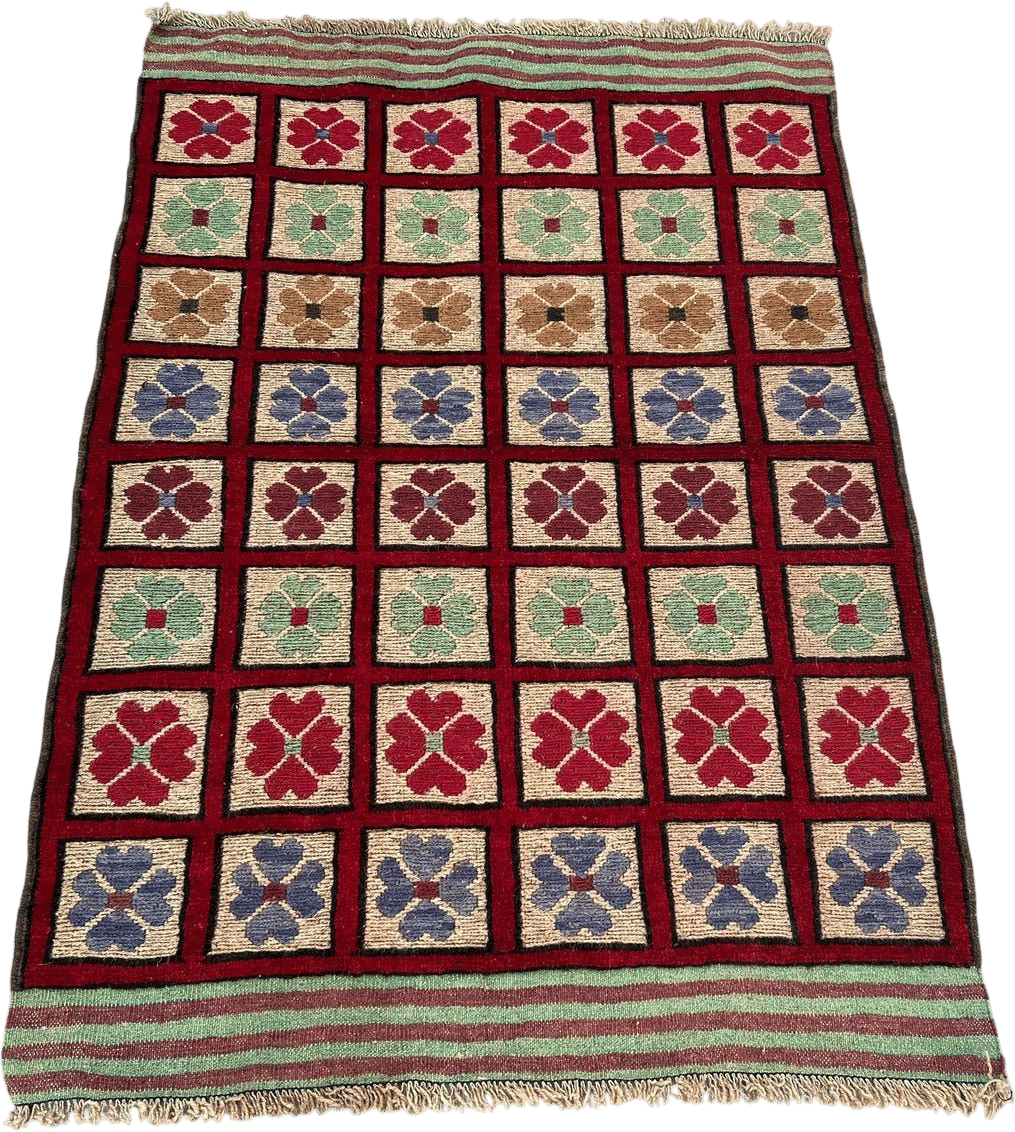 Vintage Floral Grid Rug