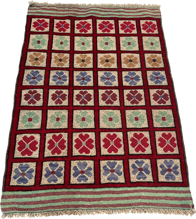 Vintage Floral Grid Rug