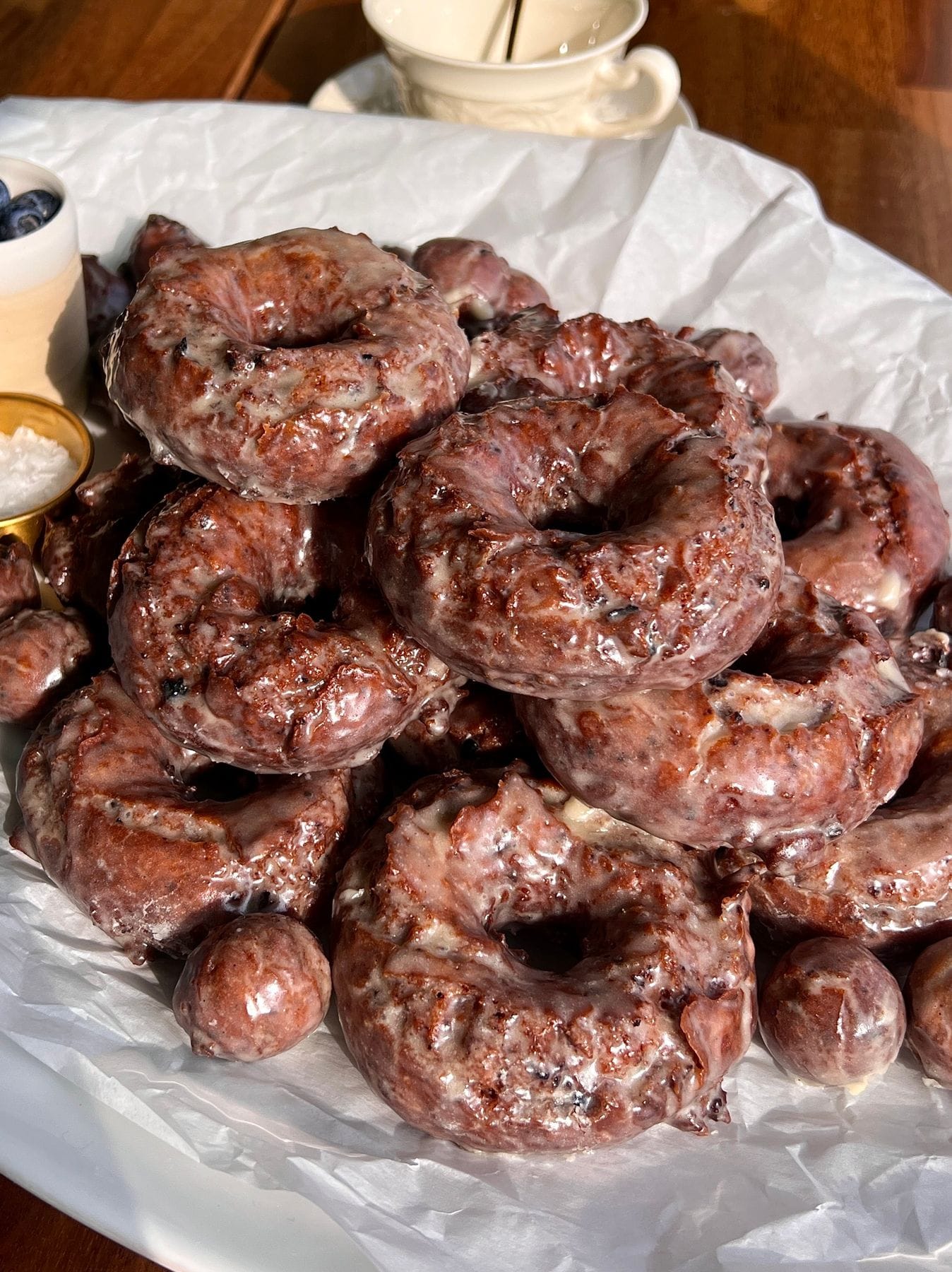 Old-Fashioned Blueberry Cake Donuts (Vanilla Bean Glazed)