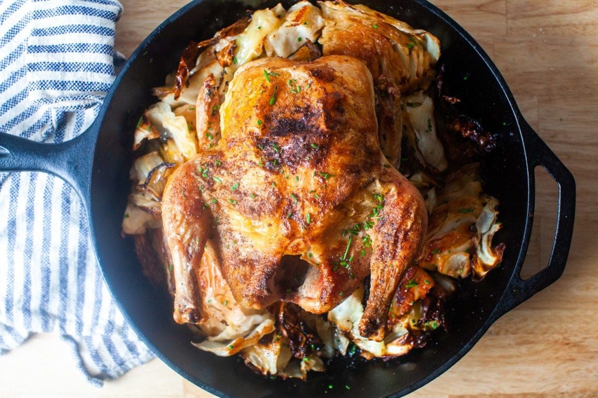 Roast Chicken with Schmaltzy Cabbage Recipe