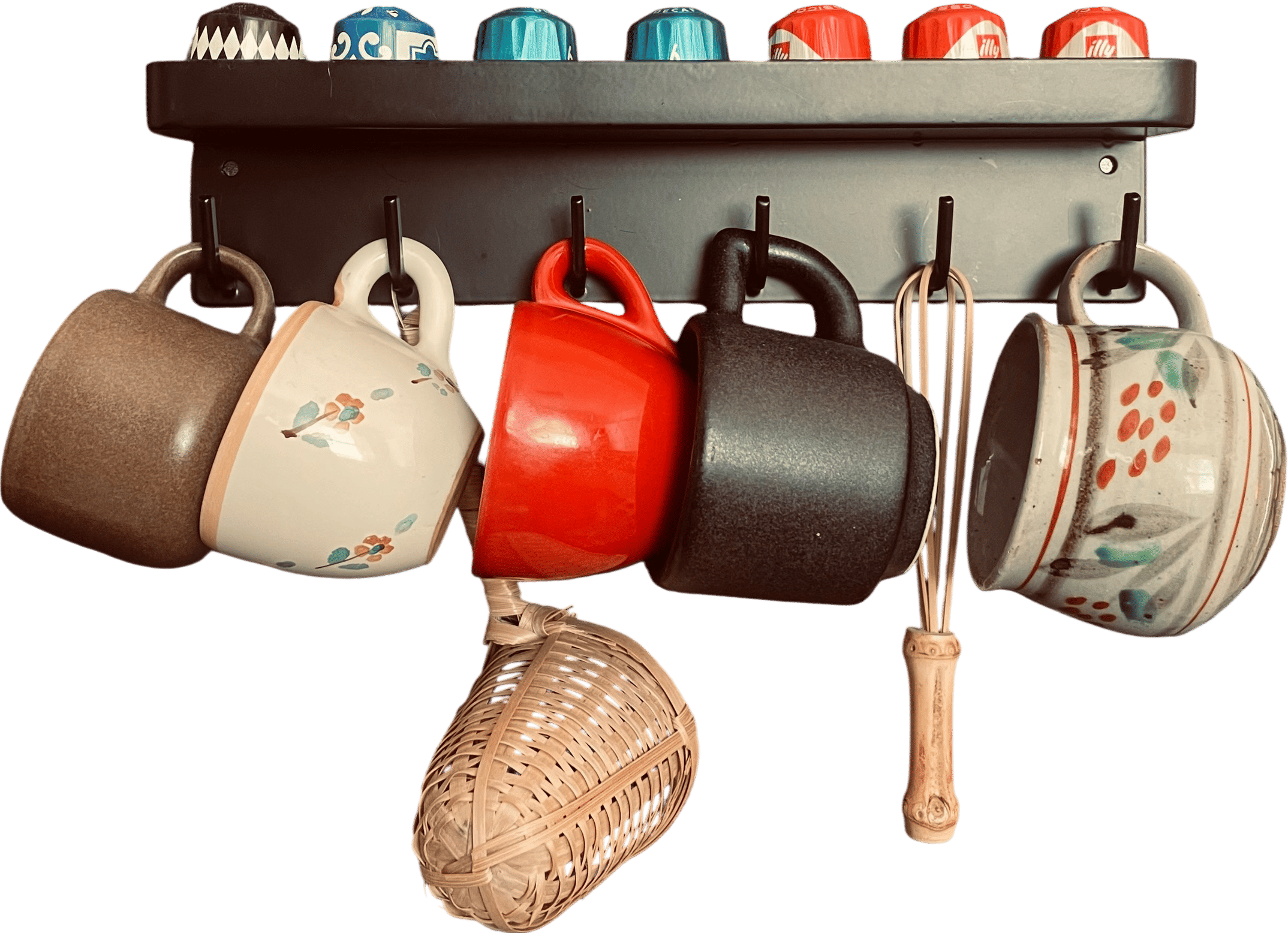 This magnetic key rack for Nespresso pods and cups
