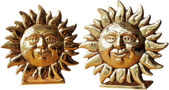 Sol Bookends, Unlacquered Brass, Set of 2