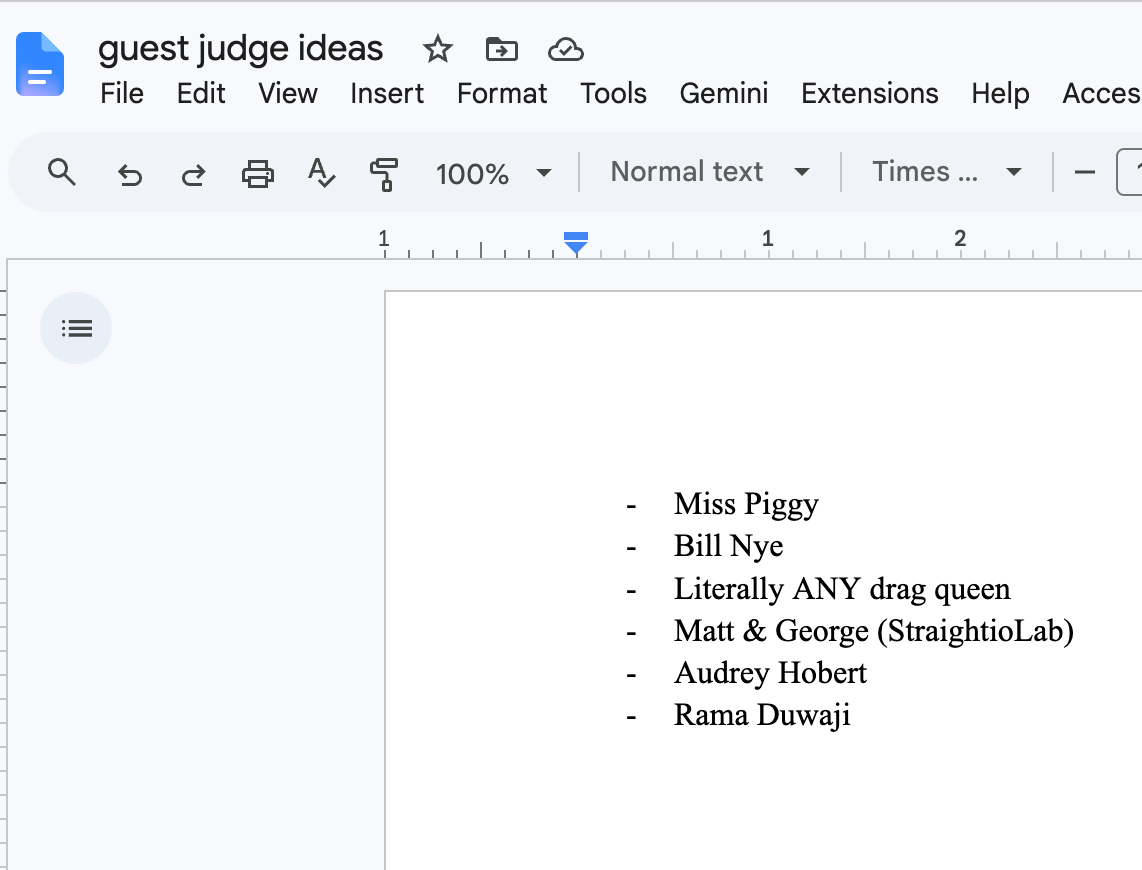 this list of dream drag race guest judges i made when i was stony