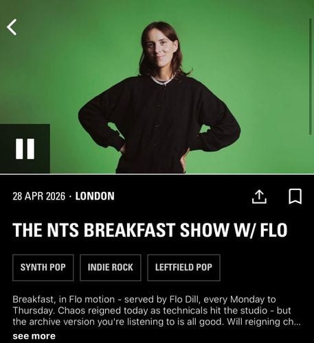 NTS breakfast show with flo dill