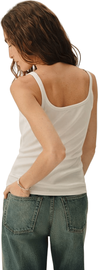 Buck Mason White Surplus Rib Scoop Neck Tank