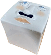 Vintage 1980s Ceramic Face Tissue Box Cover