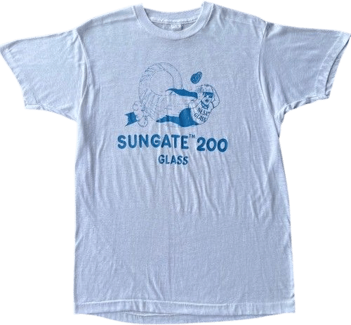 Vintage 80s Sungate 200 Glass Nesa Men's Graphic Print Tee Shirt Size Large