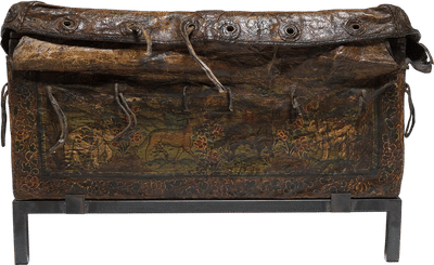 Tibetan Traveler's Trunk with Painted Hide