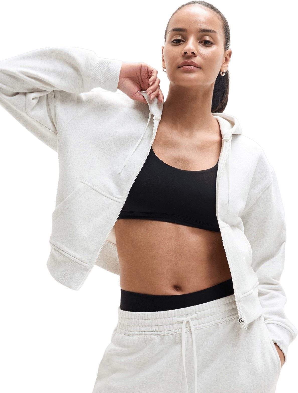 Athleta forever fleece grey zip hoodie