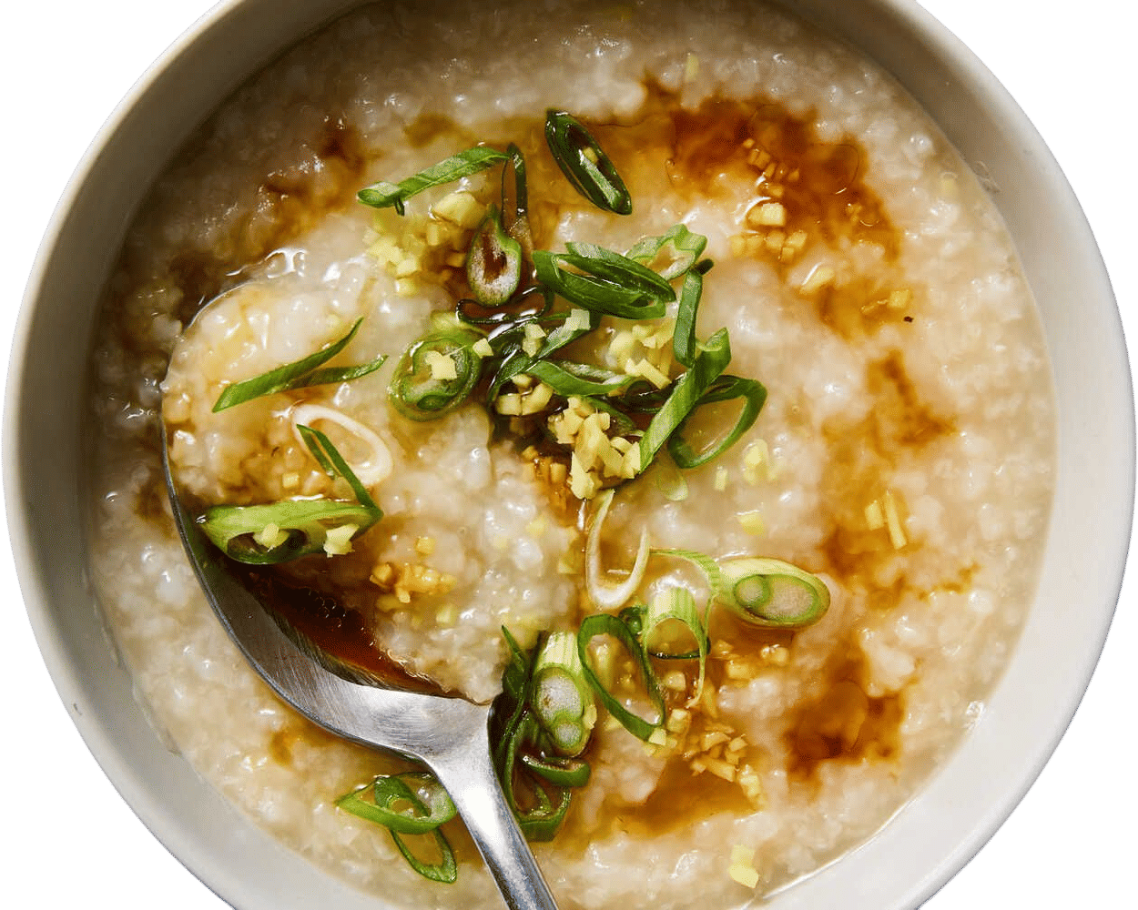 Congee with alllll the toppings
