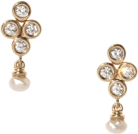 Pearl and Diamond Dangle Earrings