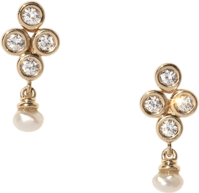 Pearl and Diamond Dangle Earrings