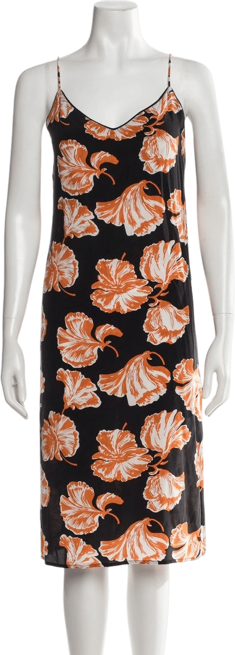 Silk Floral Print Slip Dress