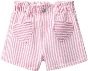 Twill Striped Heart Pocket Shorts
