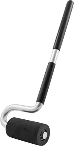 Fulton Long Handle J Roller with Thick Rubber Roller 1-1/2” in Diameter by 2-7/8” Wide For Veneers Laminate Wall Coverings and Edge Banding for Maximum Pressure Adhesion