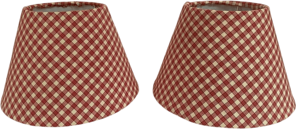 Pair of Red Gingham Fabric Lampshades 7" H, Cottagecore - Etsy