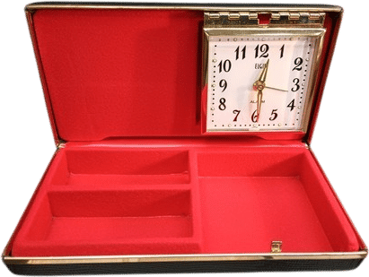 Vtg 60's Elgin Alarm Clock Jewelry Box