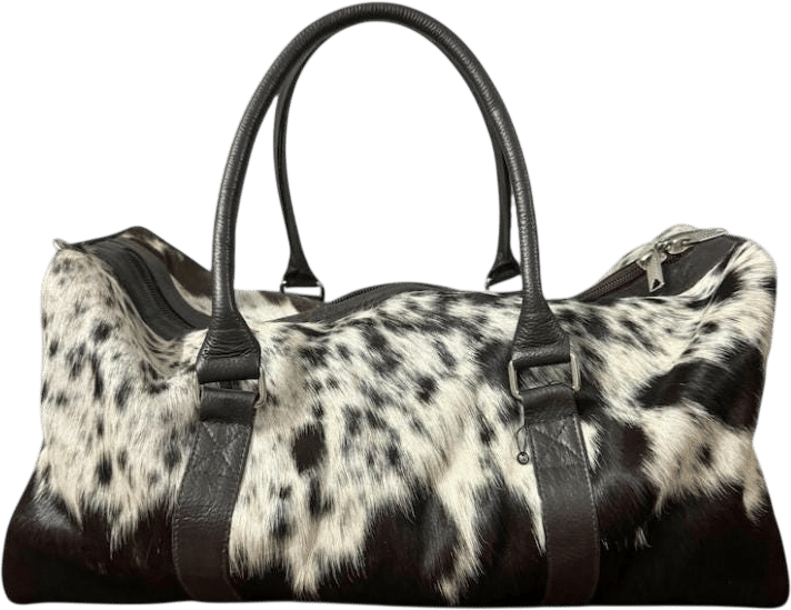Handmade Hair-On Cowhide Duffle Bag: Leather Weekender Travel Bag