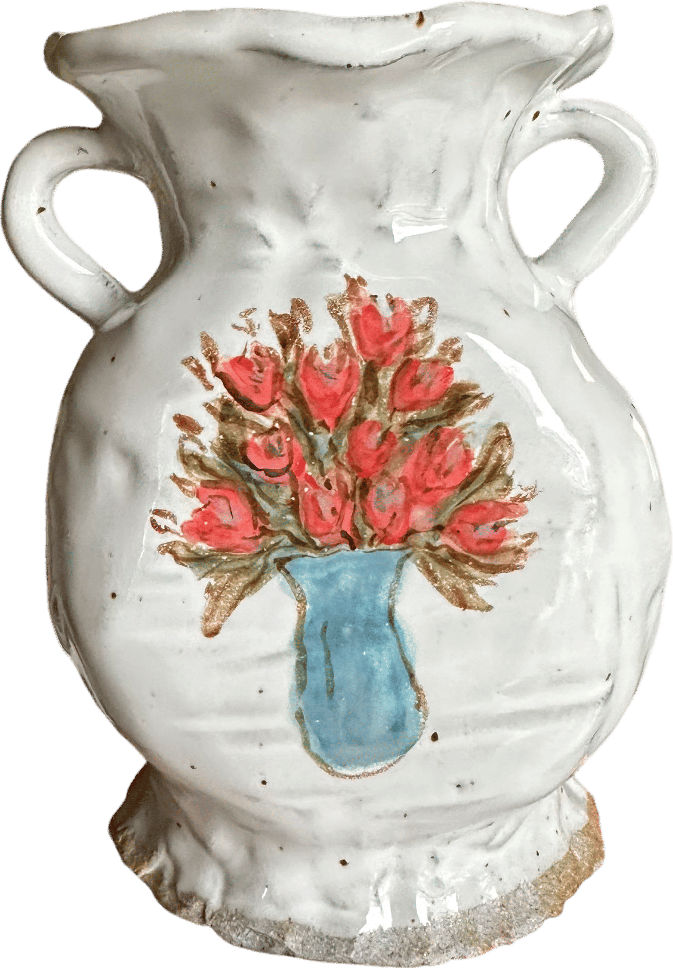 Floral Watercolor Stoneware Vase
