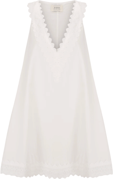 Annabel White Sleeveless V Neck Mini Dress