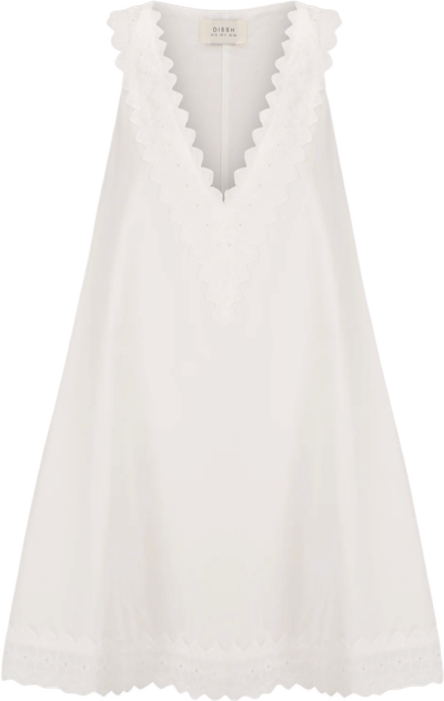 Annabel White Sleeveless V Neck Mini Dress