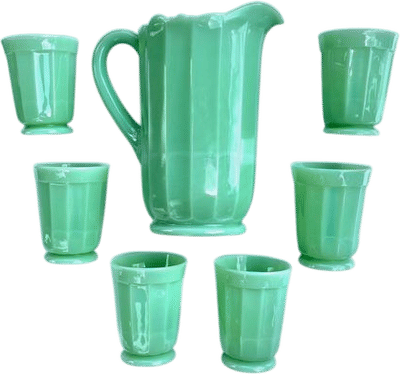 jadite pitcher and cups