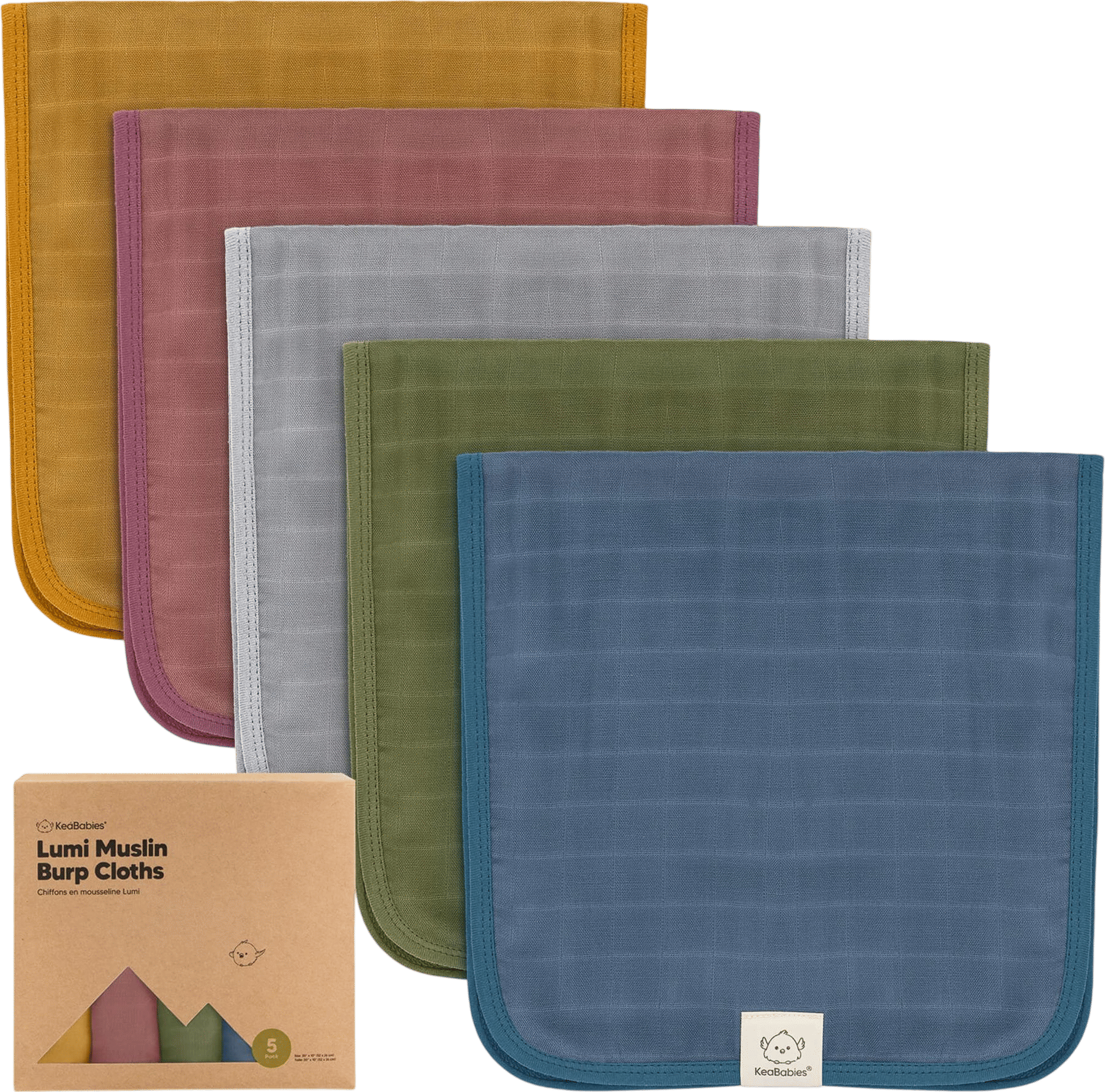 5-Pack Muslin Burp Cloths /// KeaBabies
