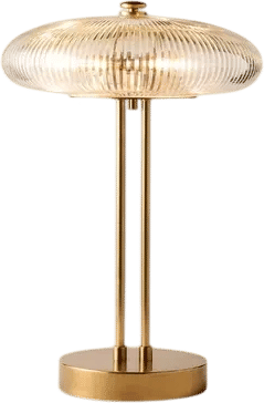 Tova Ribbed Glass and Aged Brass Table Lamp