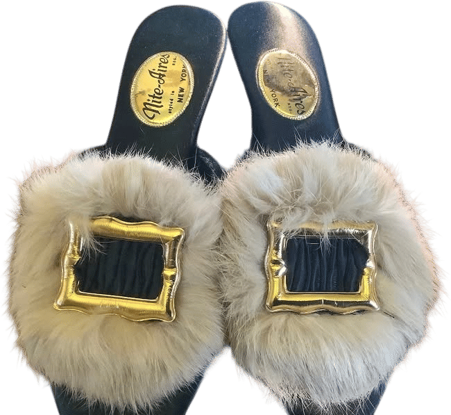 Vintage Nite-Aires Black Mule Slippers