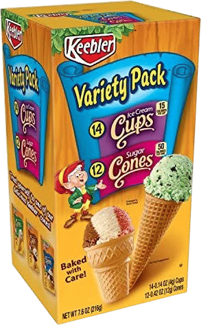 Keebler Ice Cream Cone Variety Pack, Sugar Cones and Ice Cream Cups, 26 Count, Pack of 6