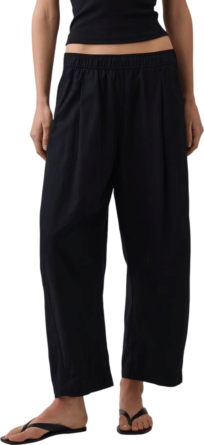 Linen-Blend Easy Barrel Pants - GAP